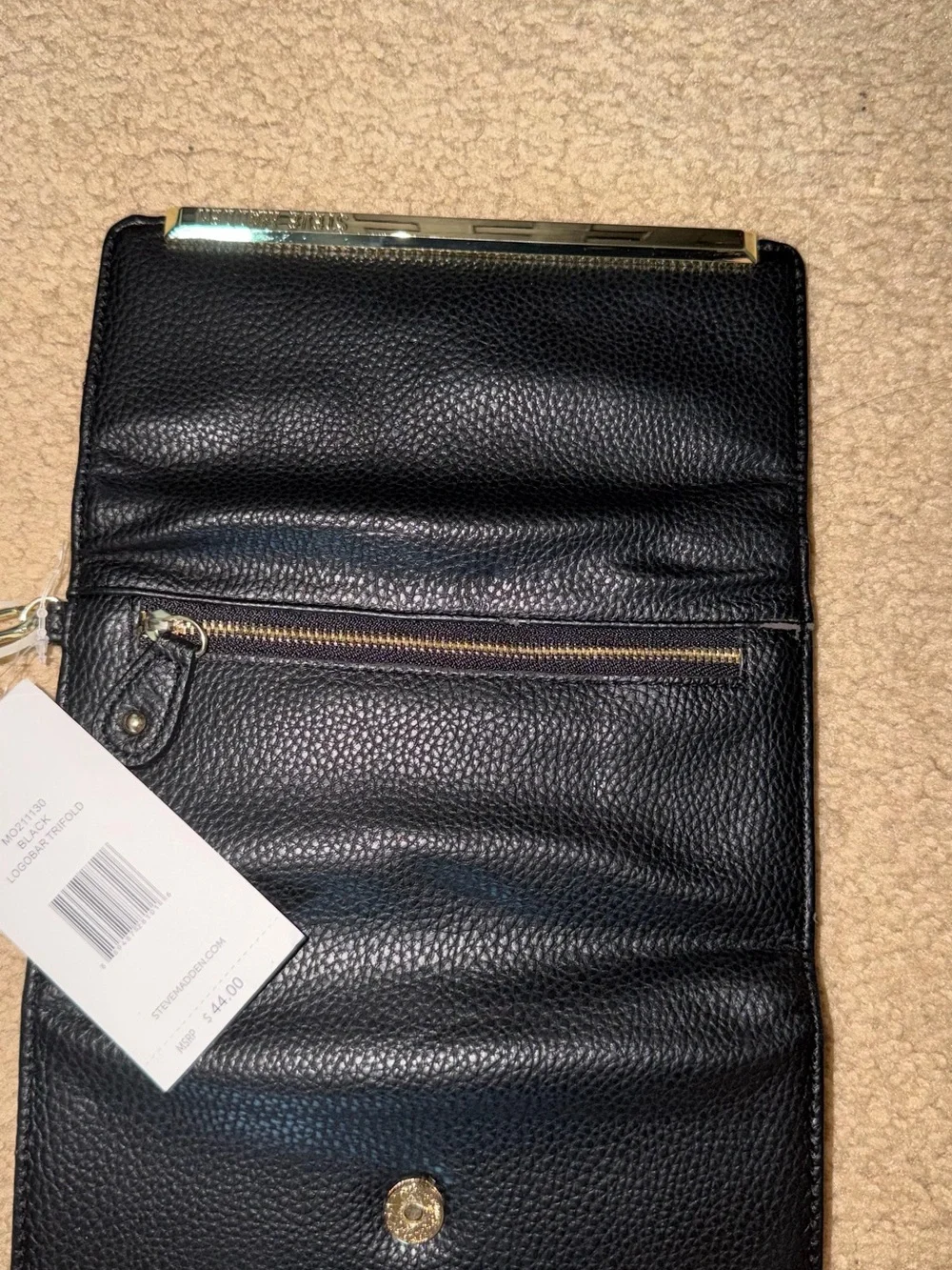 Steve Madden Black Wristlet wallet with Gold Accent